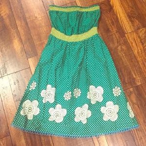 Strapless Green Flower Sundress